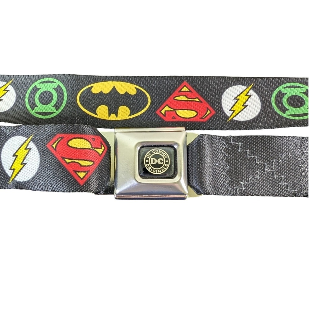 DC Comics by Buckle Down Black Seatbelt Belt Superman Batman Flash Green Lantern - Picture 3 of 9